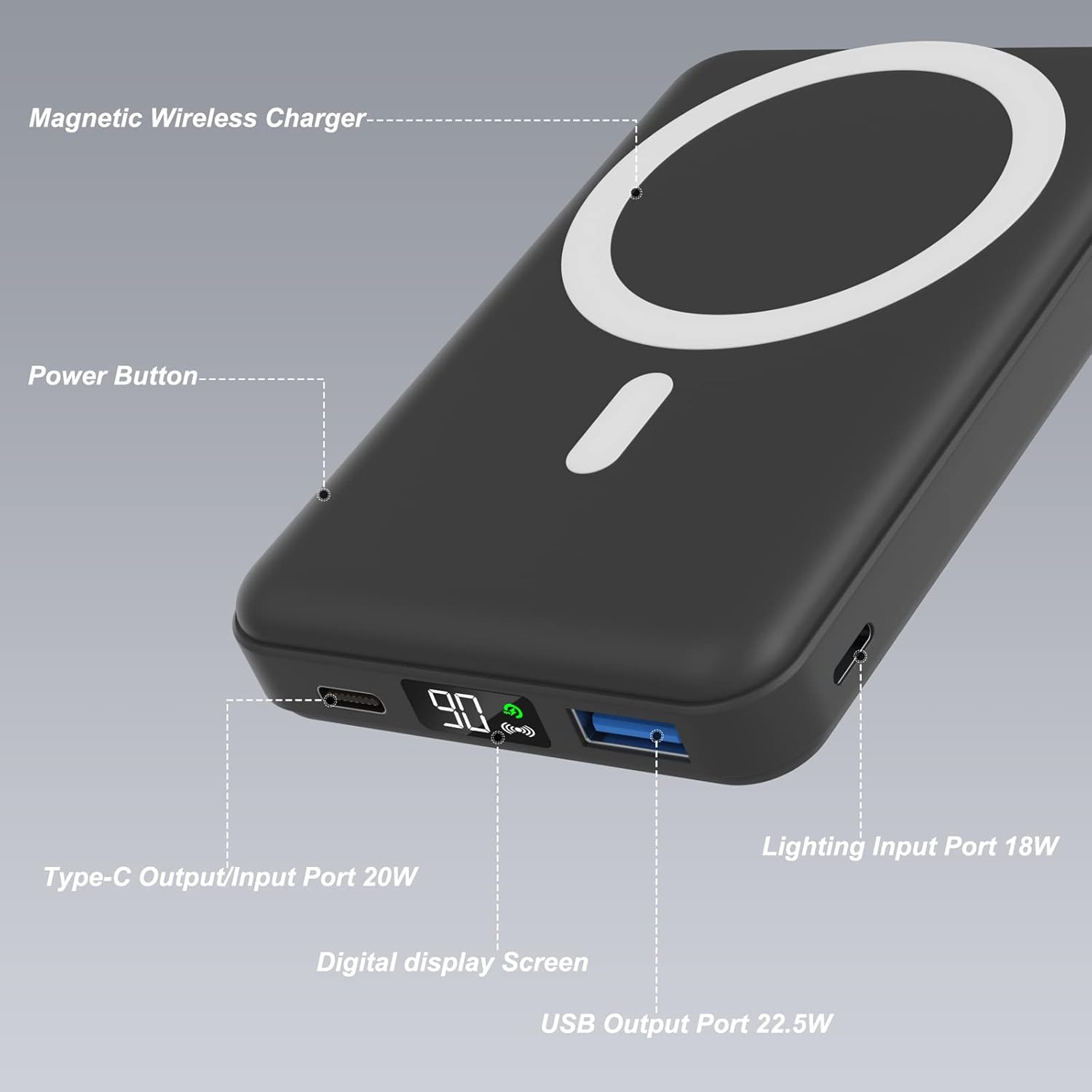 AOGUERBE Batterie Externe Magnétique